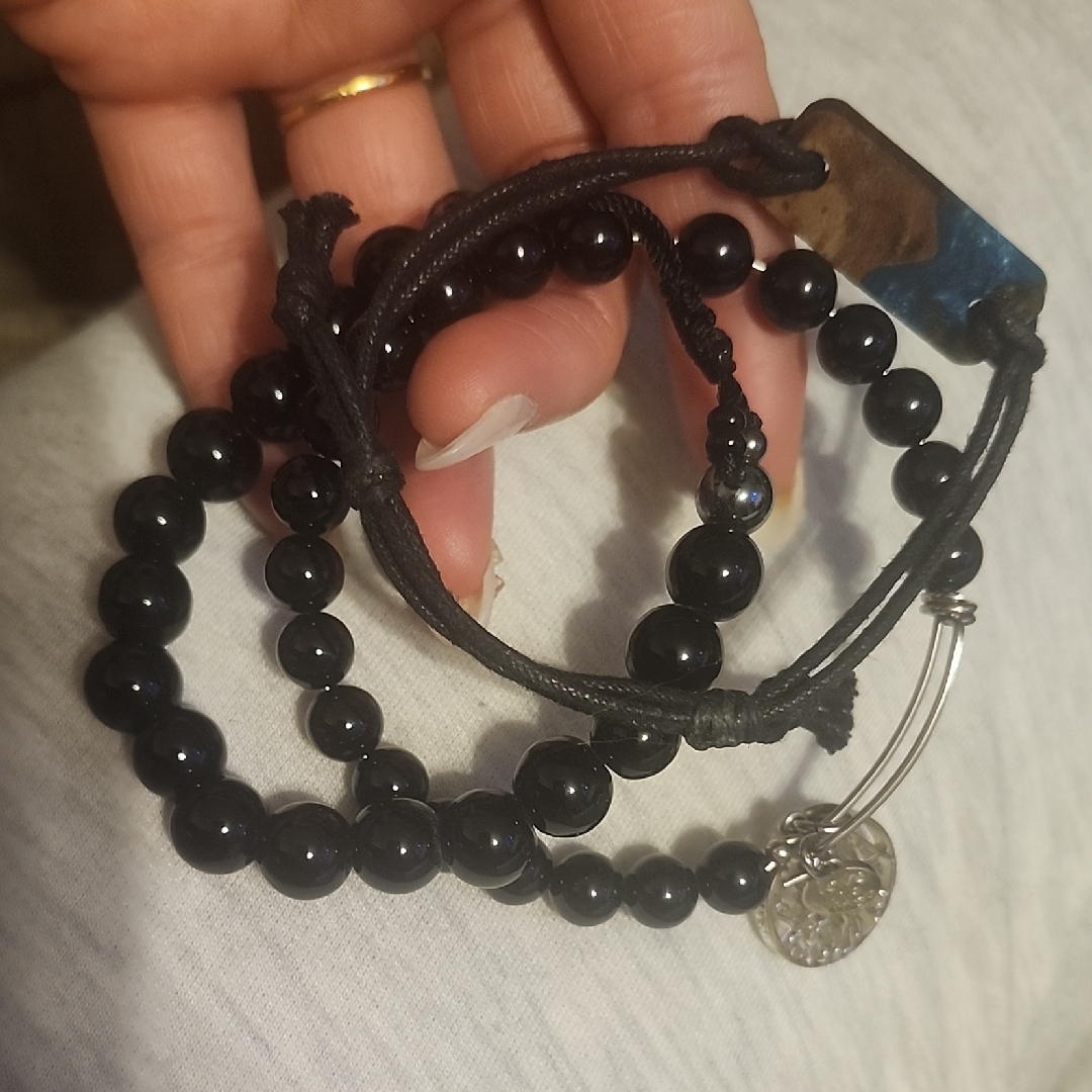 Black Beaded Bracelet Set